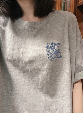 纯棉灰色短袖t恤女2025新款夏季美式oversize宽松半袖设计感上衣