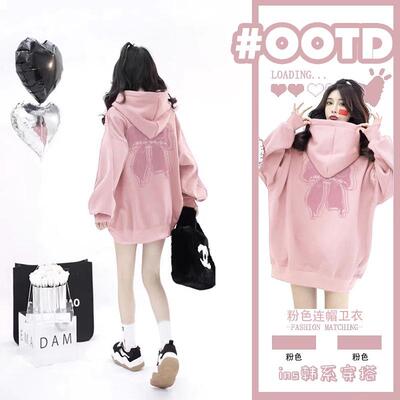 加绒加厚连帽卫衣美式纯棉宽松