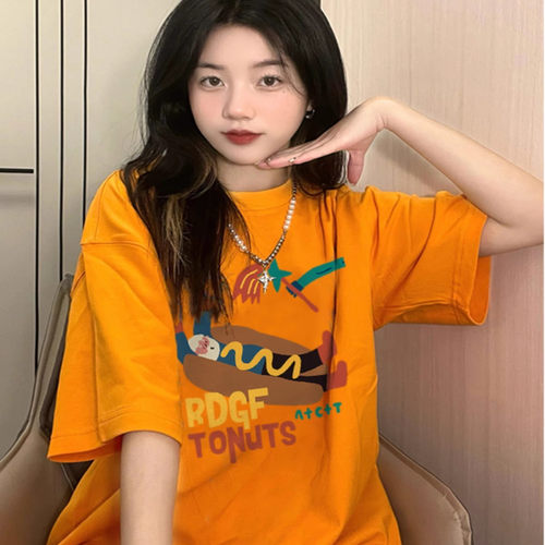 短袖设计感小众重磅印花纯棉男女