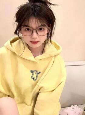 春秋款宽松纯棉设计感连帽卫衣