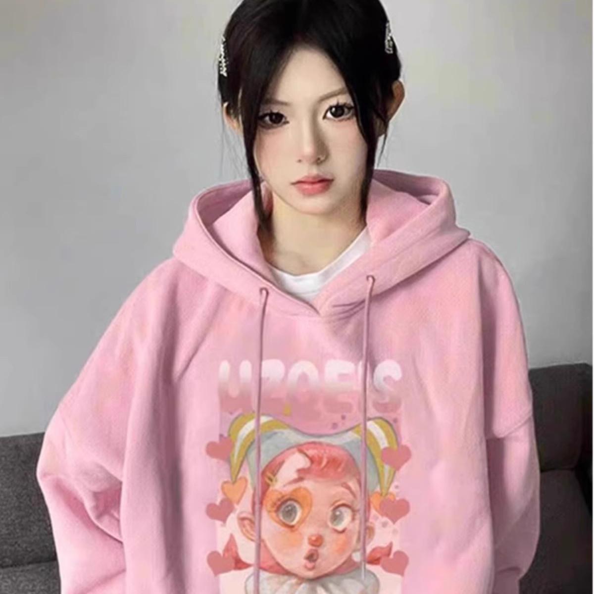 加绒加厚宽松纯棉设计感连帽卫衣