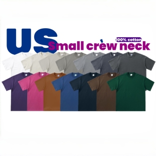 跨境重磅纯色小领口T恤 goodgod 小领口 百搭宽松纯棉短袖 美式