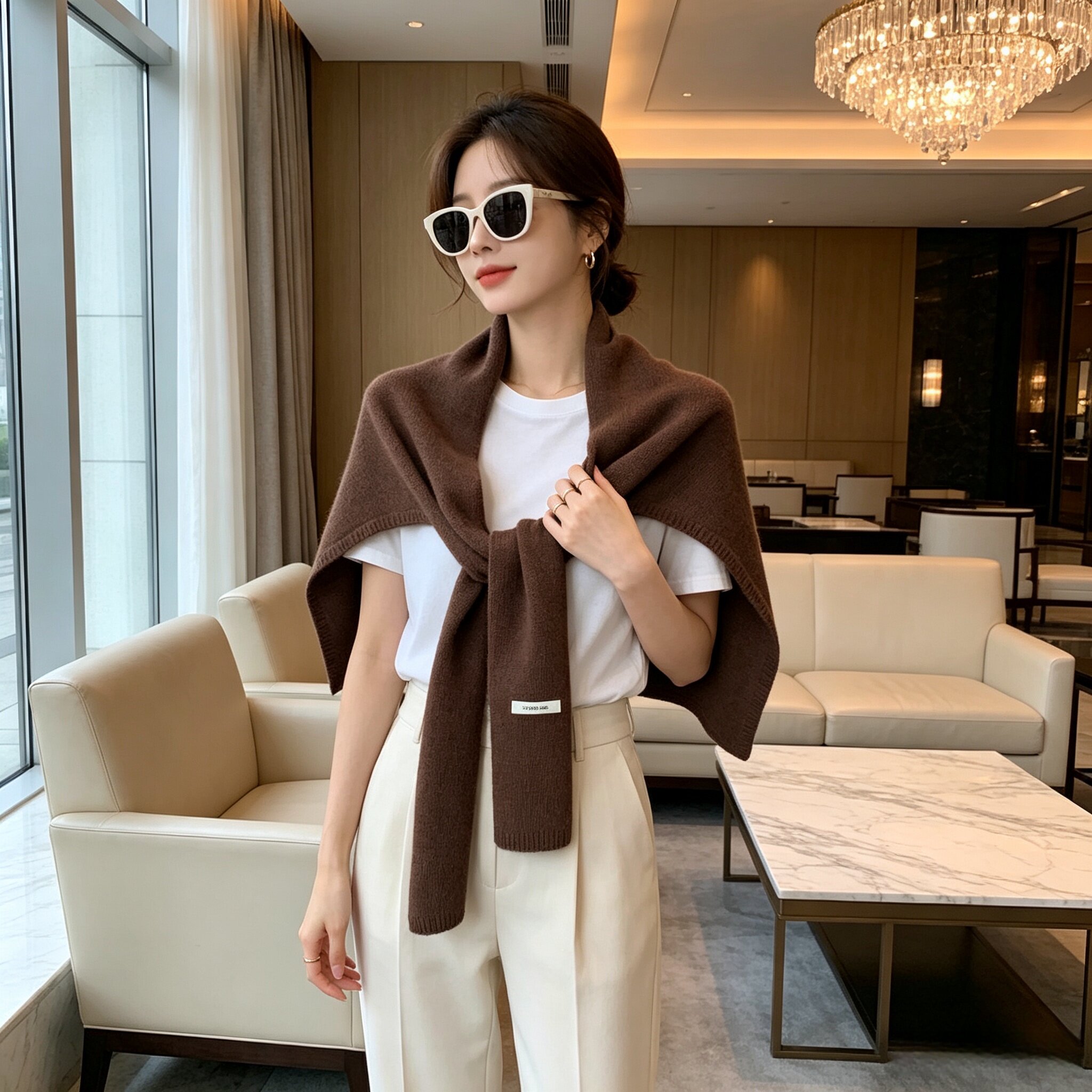 高品质纯羊毛围巾披肩女秋冬季小坎肩韩版空调房加厚保暖外搭时尚