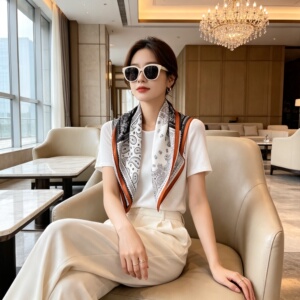 100%桑蚕丝真丝丝巾春秋新款百搭时尚装饰气质65小方巾高级感系脖
