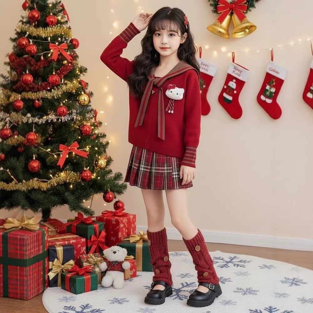 女童红色毛衣新款女大童海军领披肩上衣儿童洋气学院风新年拜年服,童装/婴儿装/亲子装,毛衣/针织衫,淘宝优惠券,粉丝福利购,淘宝优惠卷