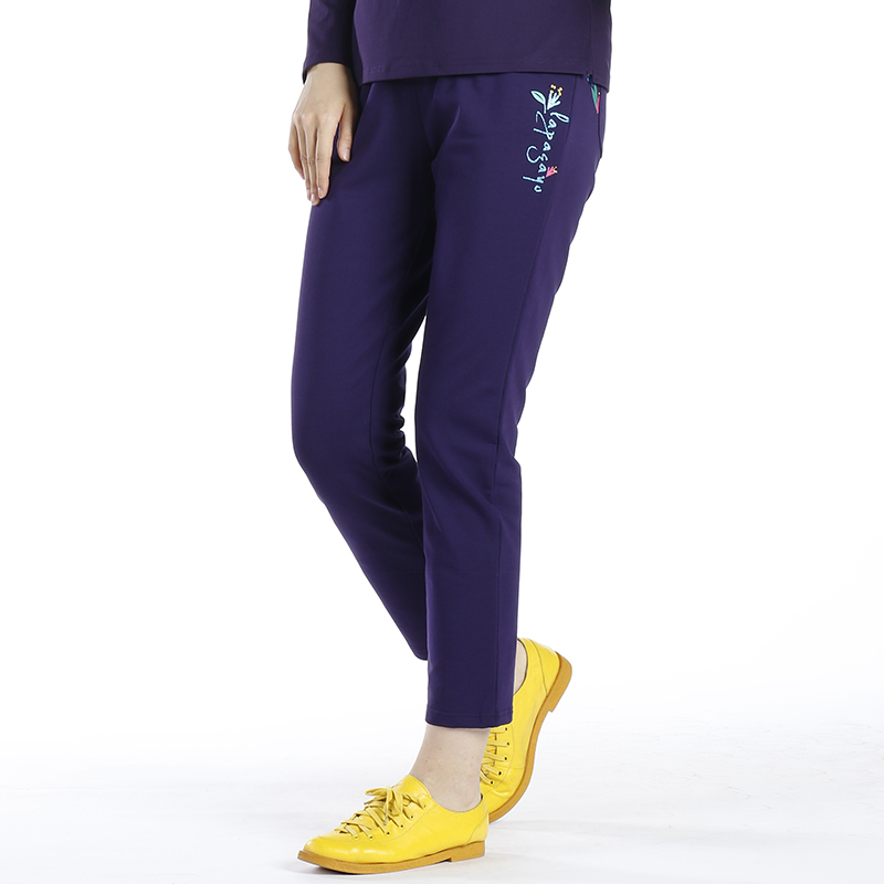 La Pagayo拉柏家雅大码女装春夏弹力运动休闲针织九分裤A9P1303B