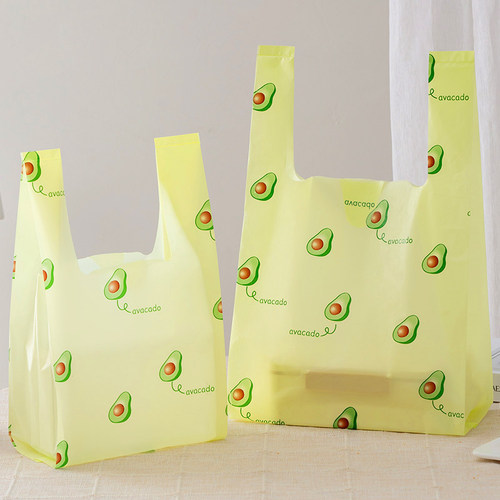 牛油果塑料打包袋子ins风烘焙手提购物水果手拎一次性打包背心袋