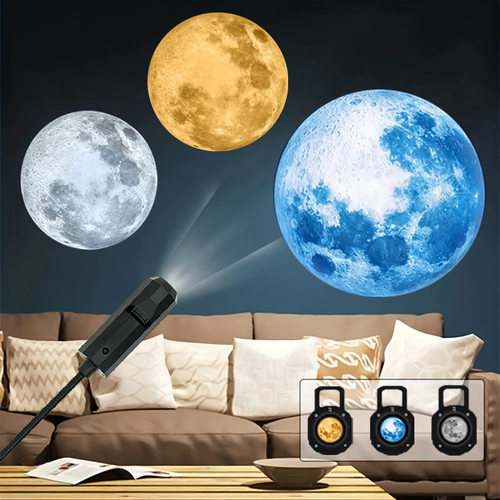 USB星空投影夜灯可换灯片灯车载家用LED氛围投影灯usb星空小夜灯