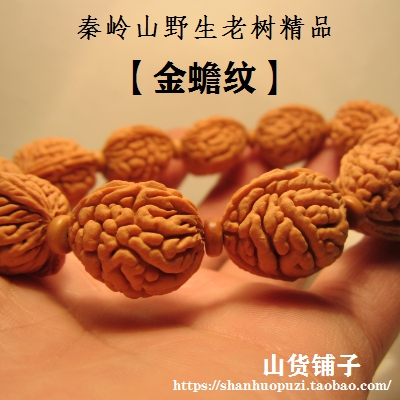 龙纹桃核手串 秦岭野生男士桃胡手链金鱼肚蚂蚁密纹精品 大金蟾纹