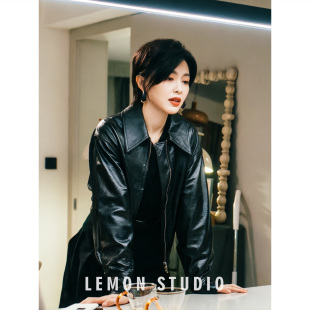 【唐嫣同款】皮衣外套女翻领简约百搭高级感复古设计感超火PU夹克