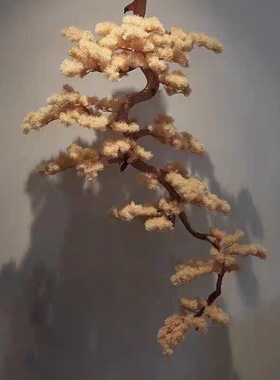 仿真悬挂迎客松家居壁挂松树美人松罗汉松中式造景摆件装饰景观