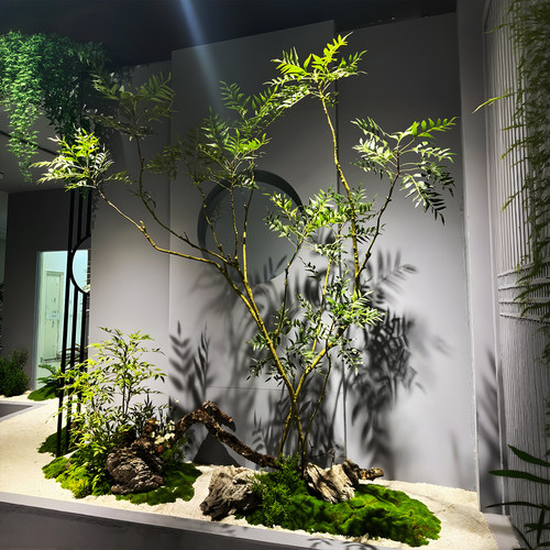 仿真绿植造景十大功劳室内景观