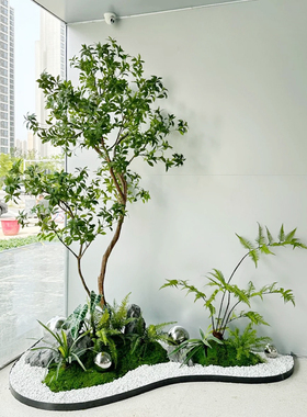 高端马醉木仿生绿植造景仿真树室内景观楼梯下酒店餐厅定制装饰树