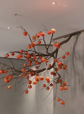 仿真柿子树悬挂壁挂假柿子假石榴树景观造型树餐厅天花板吊顶假树