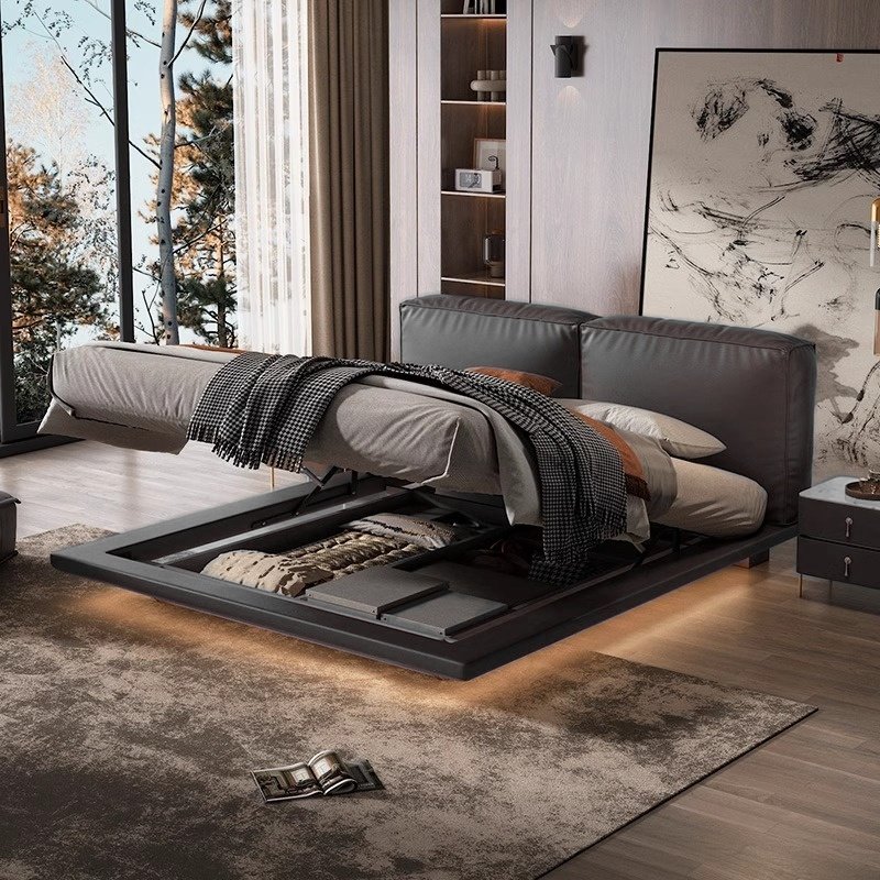 【Justin】欧美原奢同款高端定制豆腐块意式轻奢储物双人床悬浮床