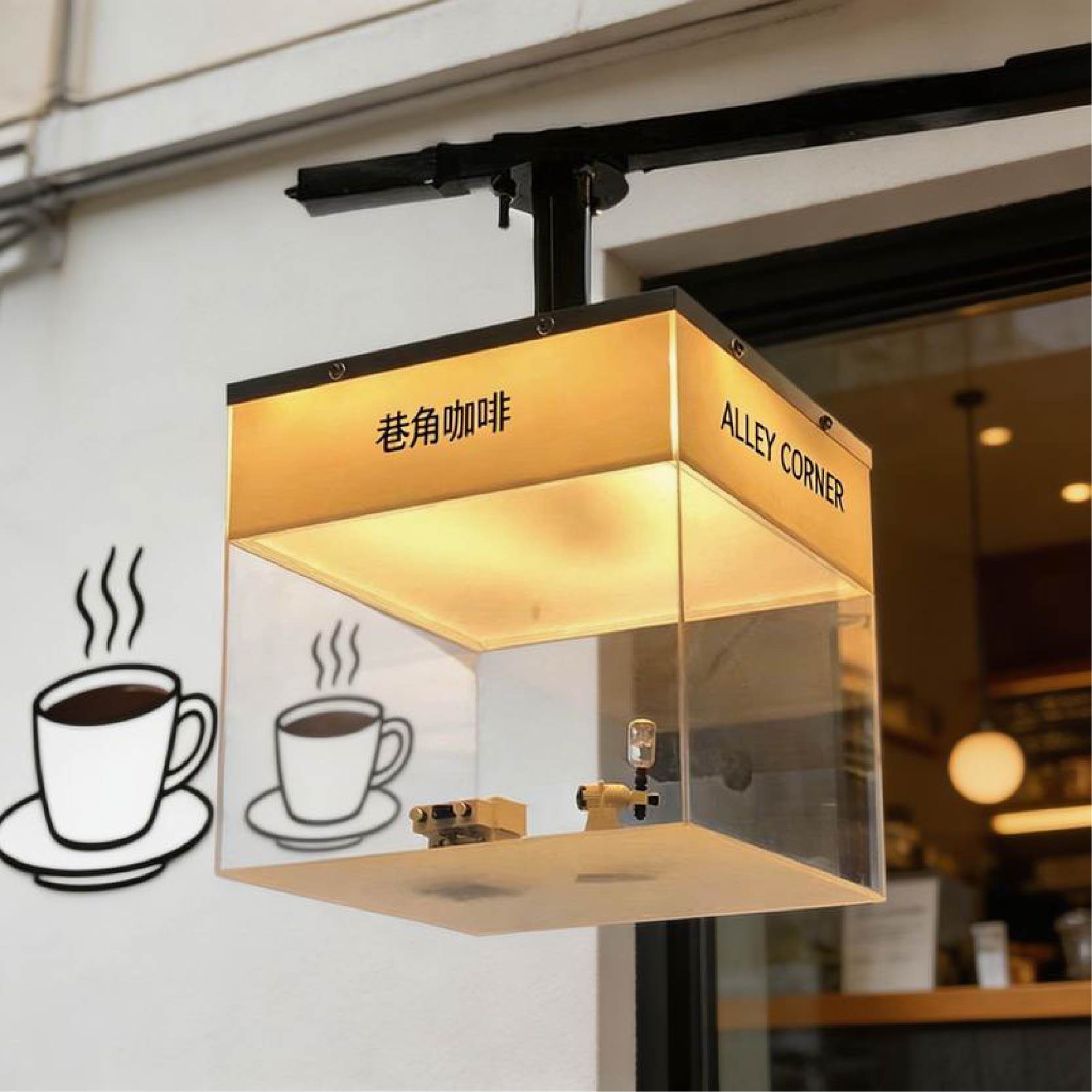 亚克力旋转灯箱定制发光广告牌招牌网红蛋糕店门头可放装饰物件