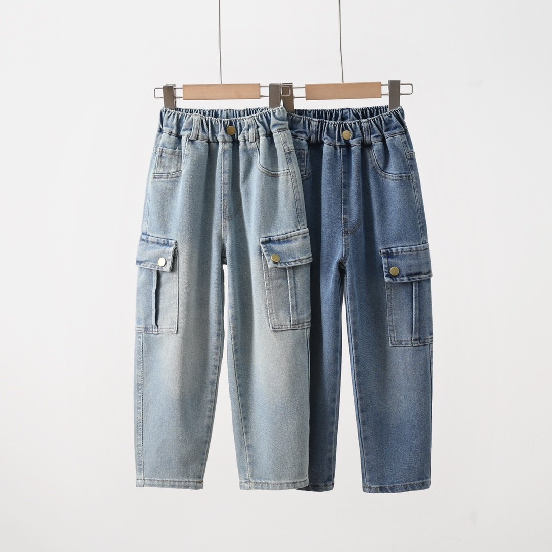 儿童男女童贴布口袋牛仔裤长裤休闲裤子,童装/婴儿装/亲子装,儿童牛仔裤,淘宝优惠券,粉丝福利购,淘宝优惠卷