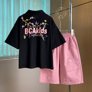 裤 POLO衫 上衣显瘦宽松简约时尚 潮 套装 T恤男夏季 复古刺绣短袖 新款