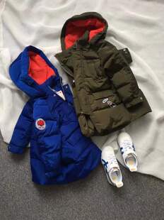 外贸️出口韩单日单男‌童中长‌款连‌帽羽绒‌服外‌套羽绒上衣