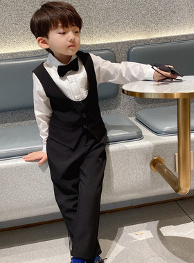 专拍童装西装套装2025春季男童陈wei霆同款西服外套裤子马甲