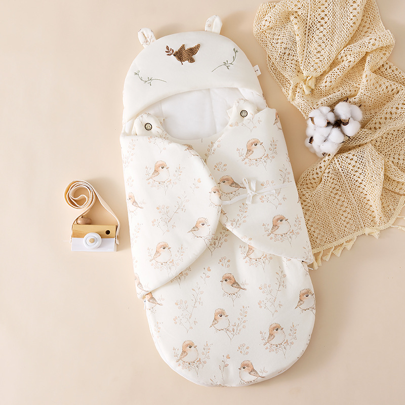 包被初生婴儿防惊跳睡袋350克加厚夹棉宝宝抱被新生儿襁褓防踢被