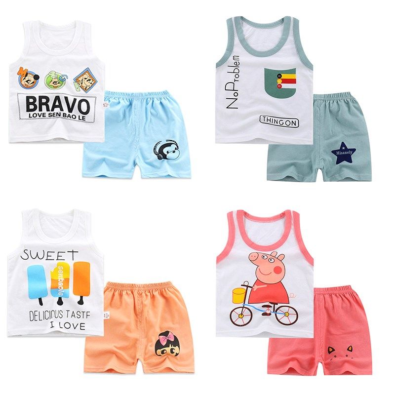 儿童套装女夏纯棉两件套韩版洋气男童婴儿宝宝女童吊带小背心短裤|ruв категории Детская одежда, костюм - от Buy2taobao.com для оказания профессиональной услуги покупки агента Taobao