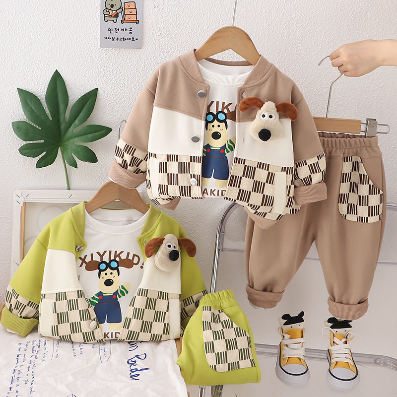 儿童童装秋季套装2024新款男女宝宝儿童洋气卡通衣服春秋款三件套,童装/婴儿装/亲子装,套装,淘宝优惠券,粉丝福利购,淘宝优惠卷