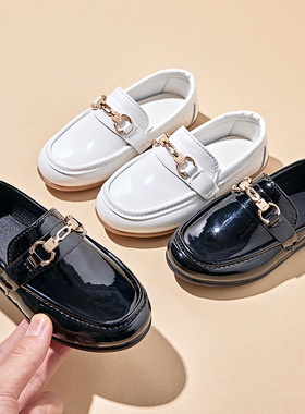 儿童英伦皮鞋2025春秋新款韩版男童黑色百搭复古一脚蹬皮鞋