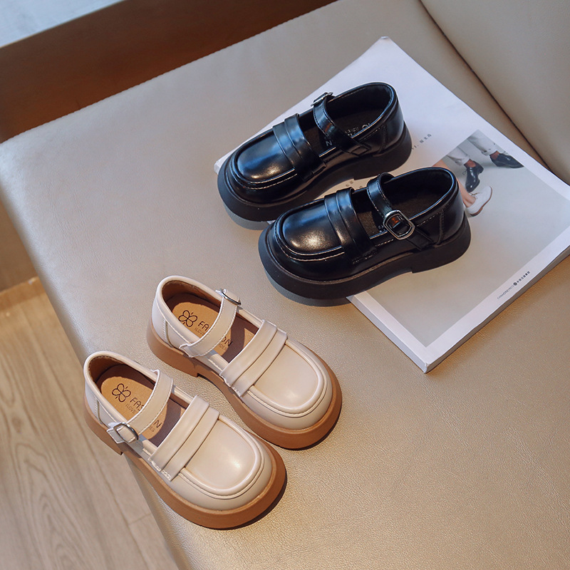 女童皮鞋2023春秋新款儿童鞋子防滑软底公主鞋英伦风黑色复古单鞋