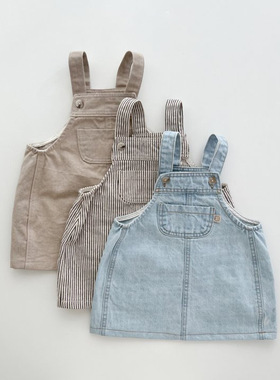 ins 韩国童装背带裙春季2025新款中小童女宝宝裙子可爱女孩牛仔裙