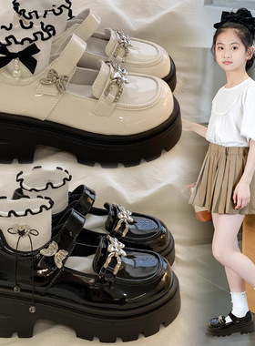 女童黑色皮鞋春秋玛丽珍单鞋2025春秋新款英伦风公主厚底洋气鞋子