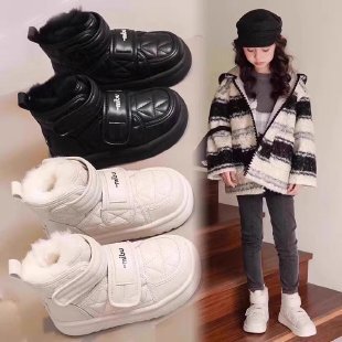 儿童雪地靴女童加绒保暖棉鞋冬季2025新款中大童短靴男童大棉靴子