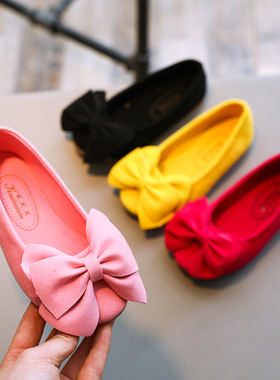 2020新款纯色蝴蝶结公主鞋 女童时尚潮流单鞋 舒适耐磨一脚蹬鞋