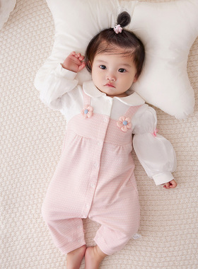 童装秋季新款女宝宝连体衣长袖洋气公主外穿哈衣爬服秋装3036