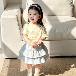 女宝宝短袖裙子套装夏季新款洋气婴幼儿洋气女童分体两件套外出服