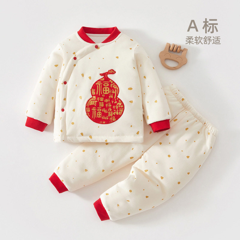 婴儿秋冬衣服加棉套装a类纯棉宝宝冬装加厚保暖棉衣冬季外出服女