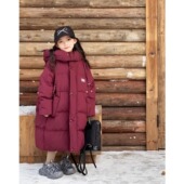 新年红女童羽绒棉服长款 儿童中大童大被子外套过膝保暖棉衣加厚