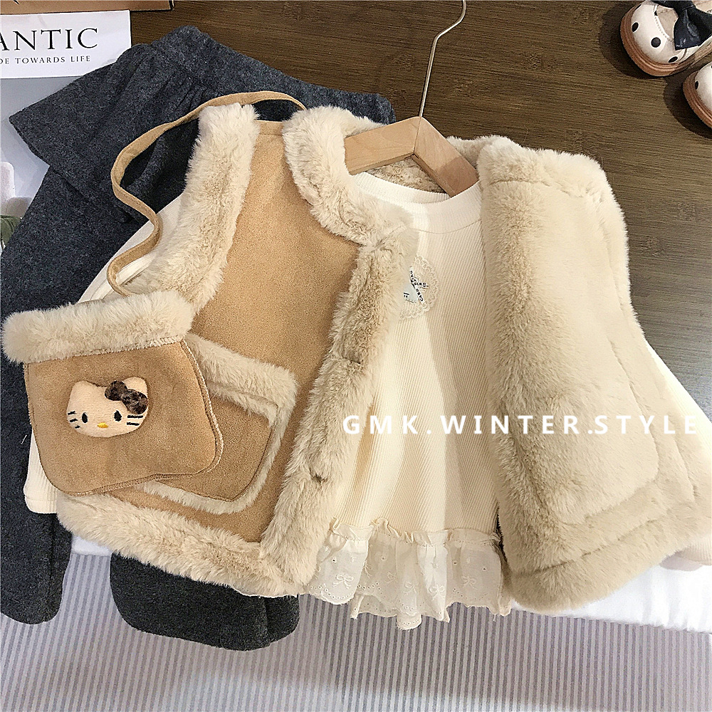 女童马甲新款洋气时髦宝宝秋冬休闲韩版加绒加厚背心坎肩上衣外贸