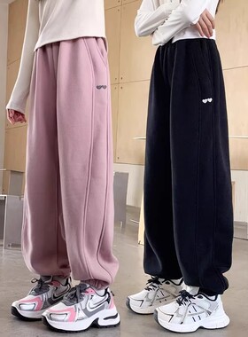 女童裤子春秋2025新款儿童休闲卫裤黑色中大童长裤秋季加绒运动裤
