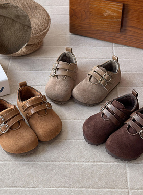 ins勃肯小皮鞋2025年秋冬季新款韩版女童加绒公主鞋男童软底单鞋