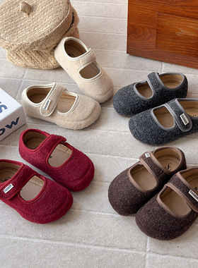 ins法式毛毡小皮鞋2025秋季新款韩版女童复古磨砂公主鞋软底单鞋