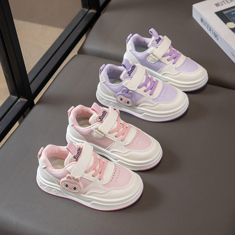 女童鞋子板鞋2025新款秋季儿童防滑皮面运动小白鞋女孩拉布布大童