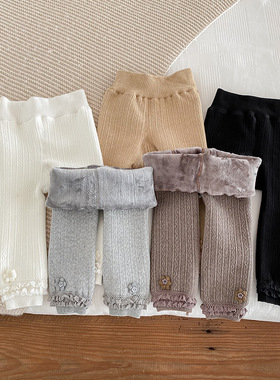 新生婴儿打底裤韩版冬季新品加绒保暖外穿百搭大PP裤女宝宝加厚款