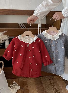 点兮2025秋季新款婴幼儿针织套装女宝宝毛衣哈衣开衫打底衫三件套