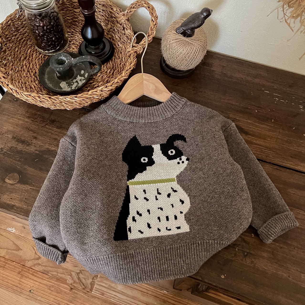 卡通毛衣男女童2024秋韩国童装中小童小奶狗针织衫宝宝可爱套头衫