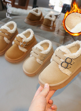 儿童棉鞋2024冬季新款加绒勃肯鞋女童鞋子保暖雪地靴二棉豆豆鞋