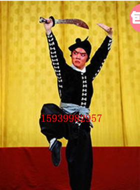 戏剧戏曲演出服装武松打虎服装黑色武打衣武生衣服夜行衣杂役服