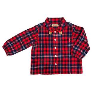 5302 超特价 衬衫 572 日本mikihouse小熊翻领格子长袖