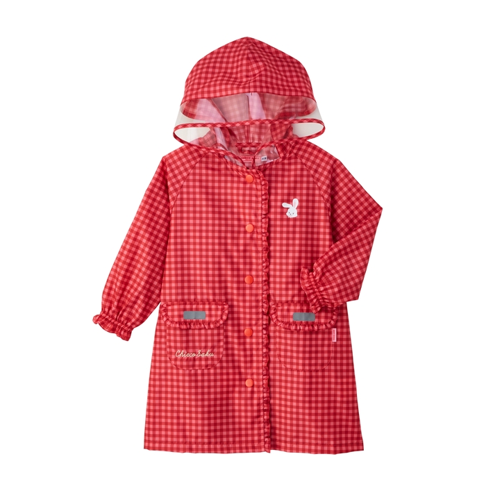 25年新款mikihouse chieco saku女宝格子雨衣20-3801-149