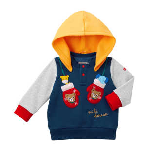 680 5618 超特价 日本mikihouse刺绣贴布连帽可拆抓绒卫衣13